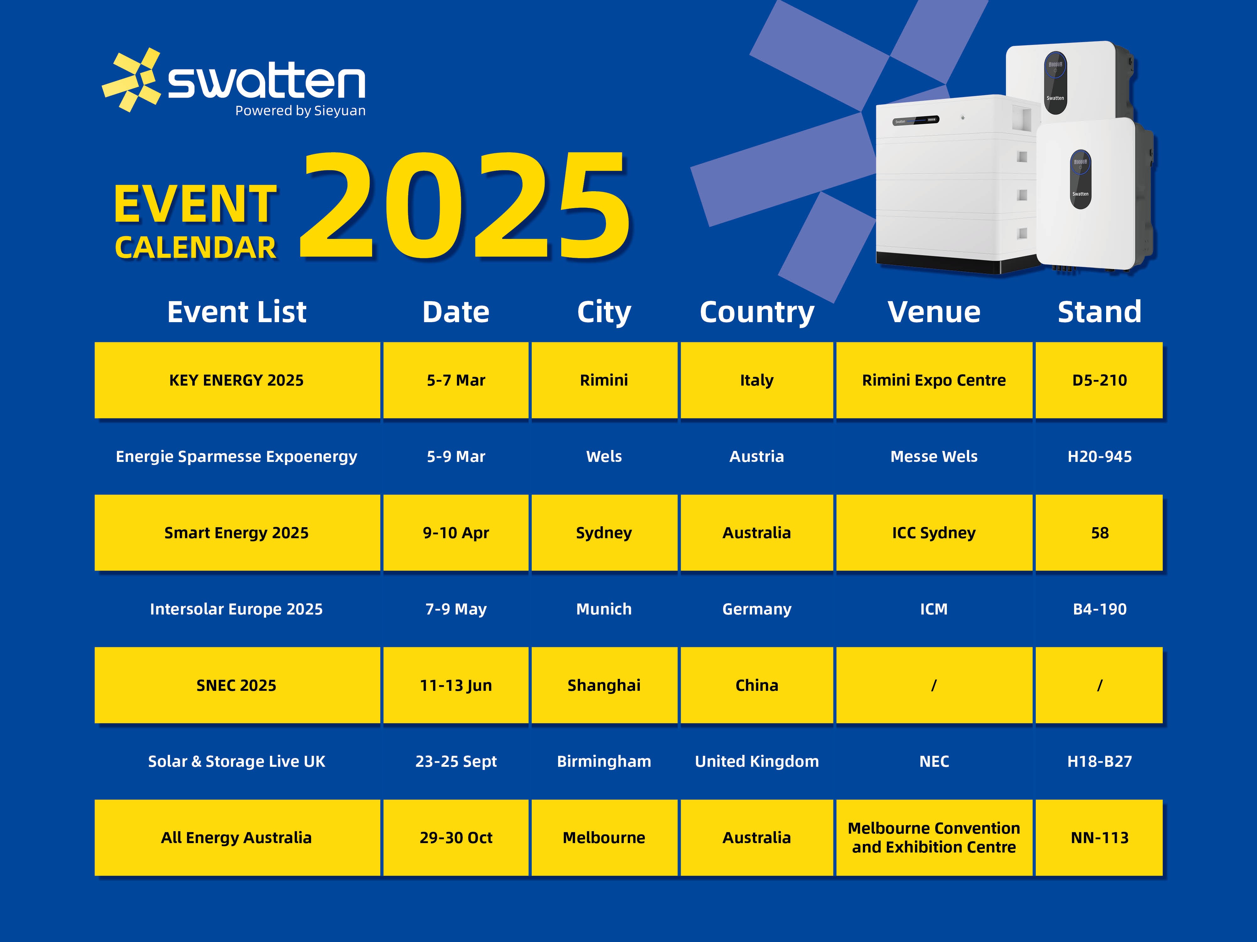 Swatten Messekalender 2025